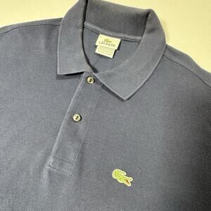 Lacoste Blue Polo Shirt Size 7 XL Classic Fit 100% Cotton Croc Logo Made in Peru